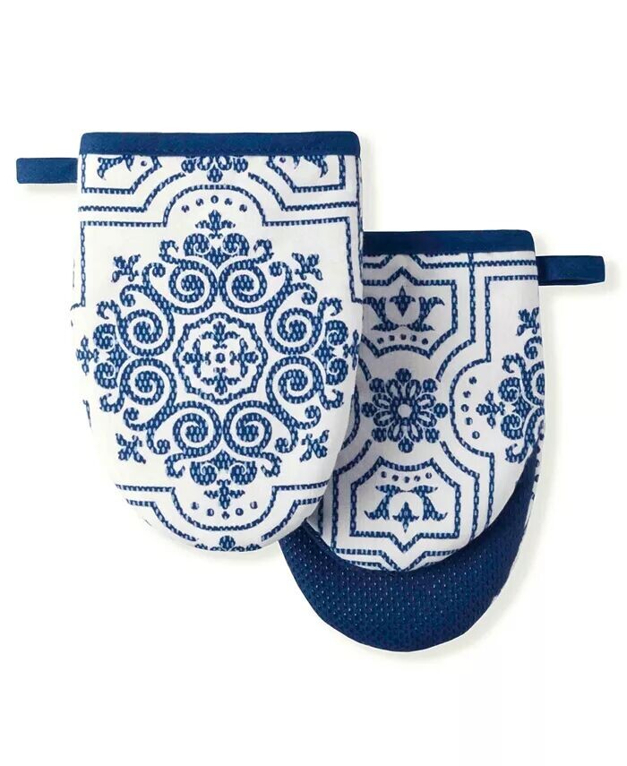 

Мини-прихватки с принтом, 5,5 x 8 дюймов, 2 шт Martha Stewart, синий