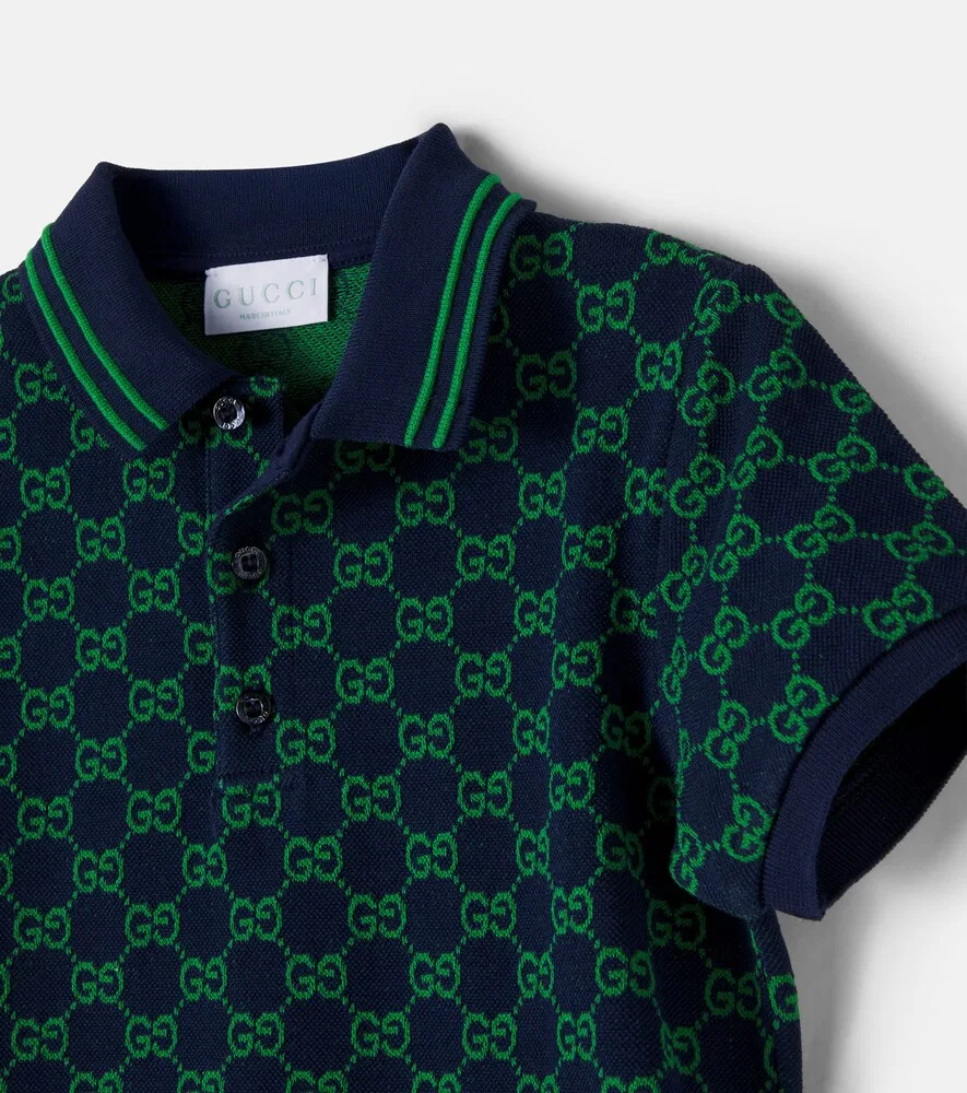 Поло-рубашка GG из хлопкового пике Gucci Kids, зеленый — фото 4