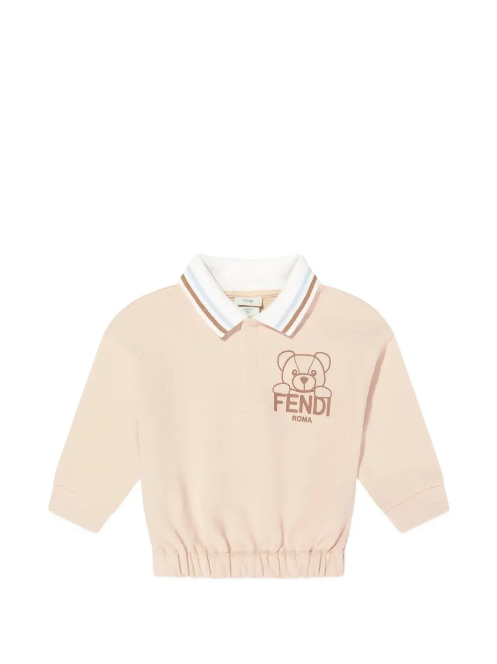 Свитер с воротником поло с принтом Teddy Bear Fendi Kids, нейтральный