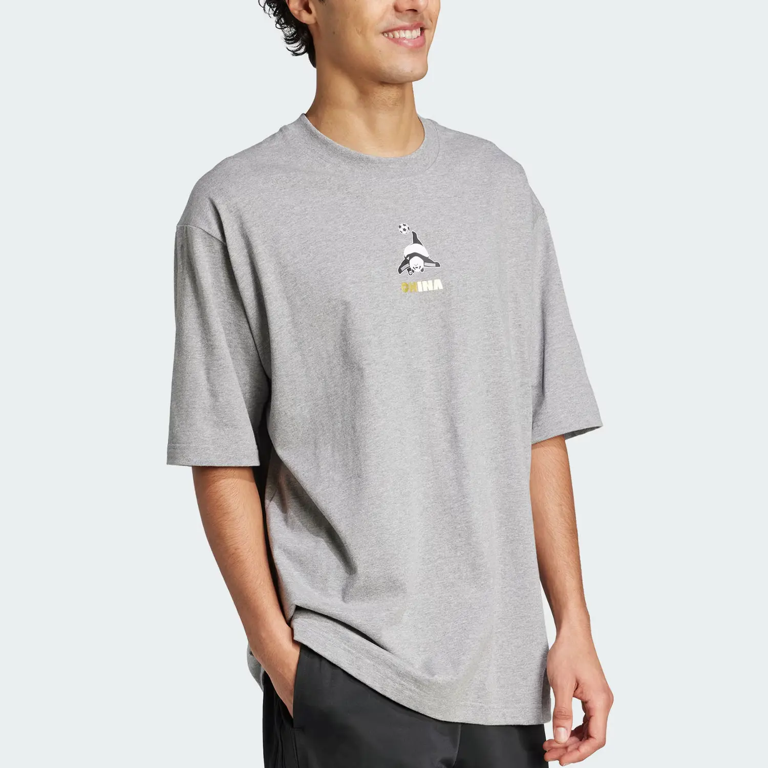 Футболка Unisex Basic Heather Gray Adidas, серый — фото 4