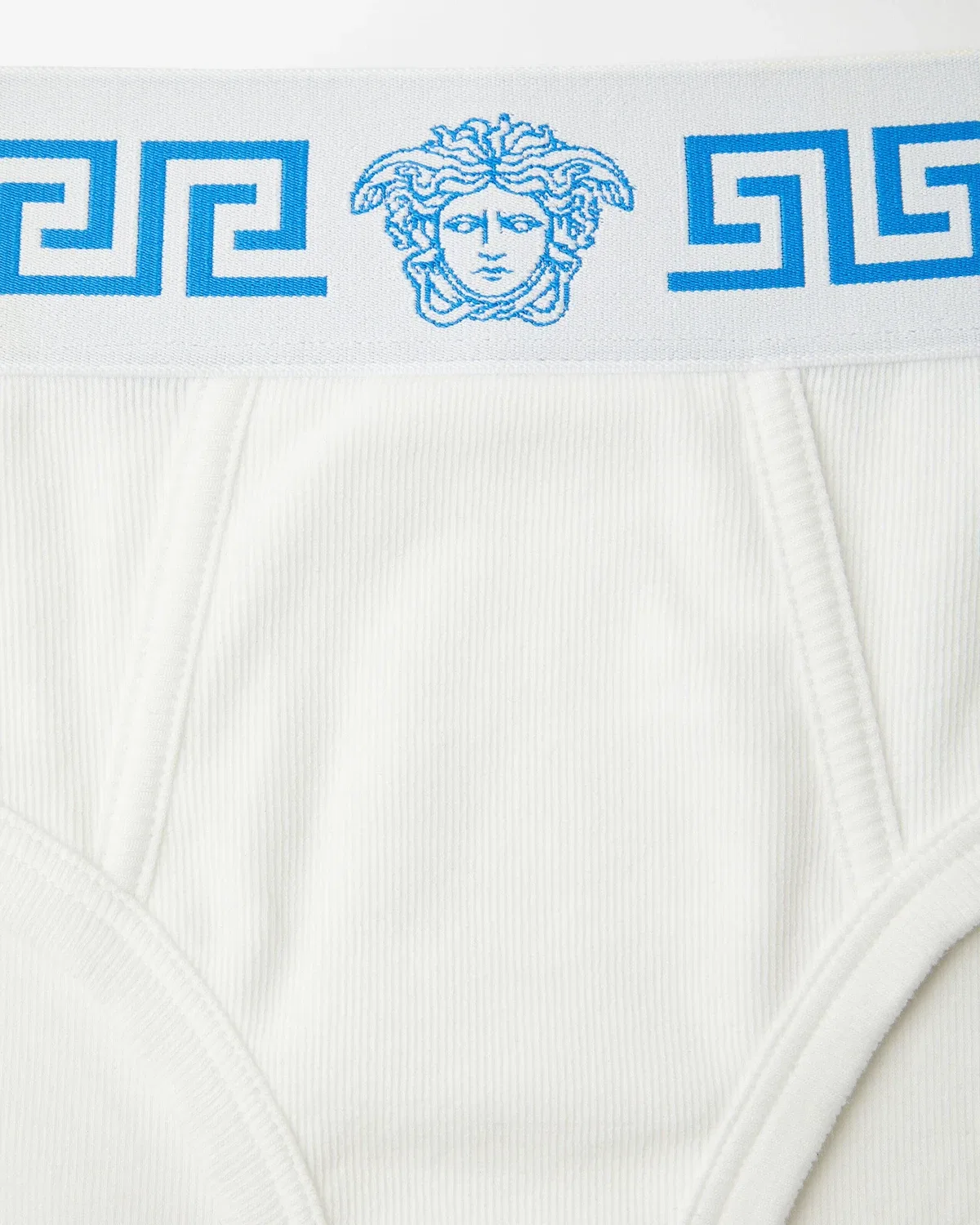 Трусы-слипы из рубчатого хлопкового джерси VERSACE, белый — фото 3