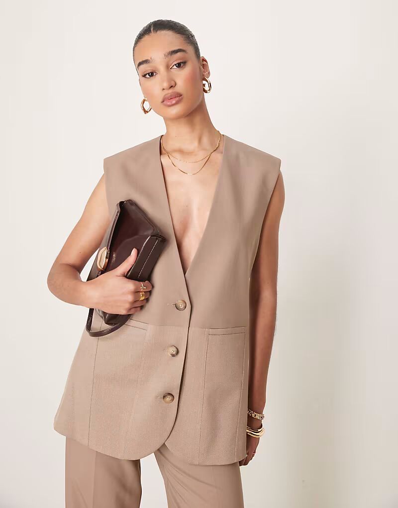 

Жилет свободного кроя ASOS DESIGN цвета мокко - коричневый