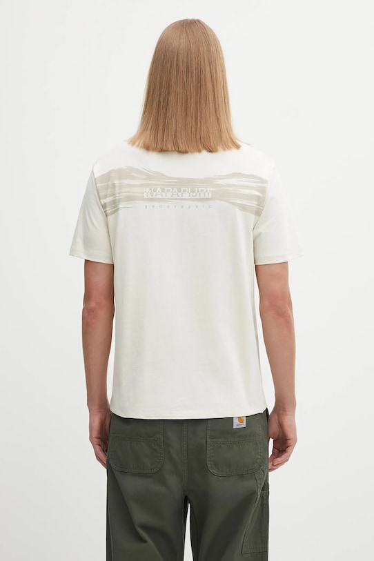

Хлопковая футболка с принтом s-back Napapijri, бежевый