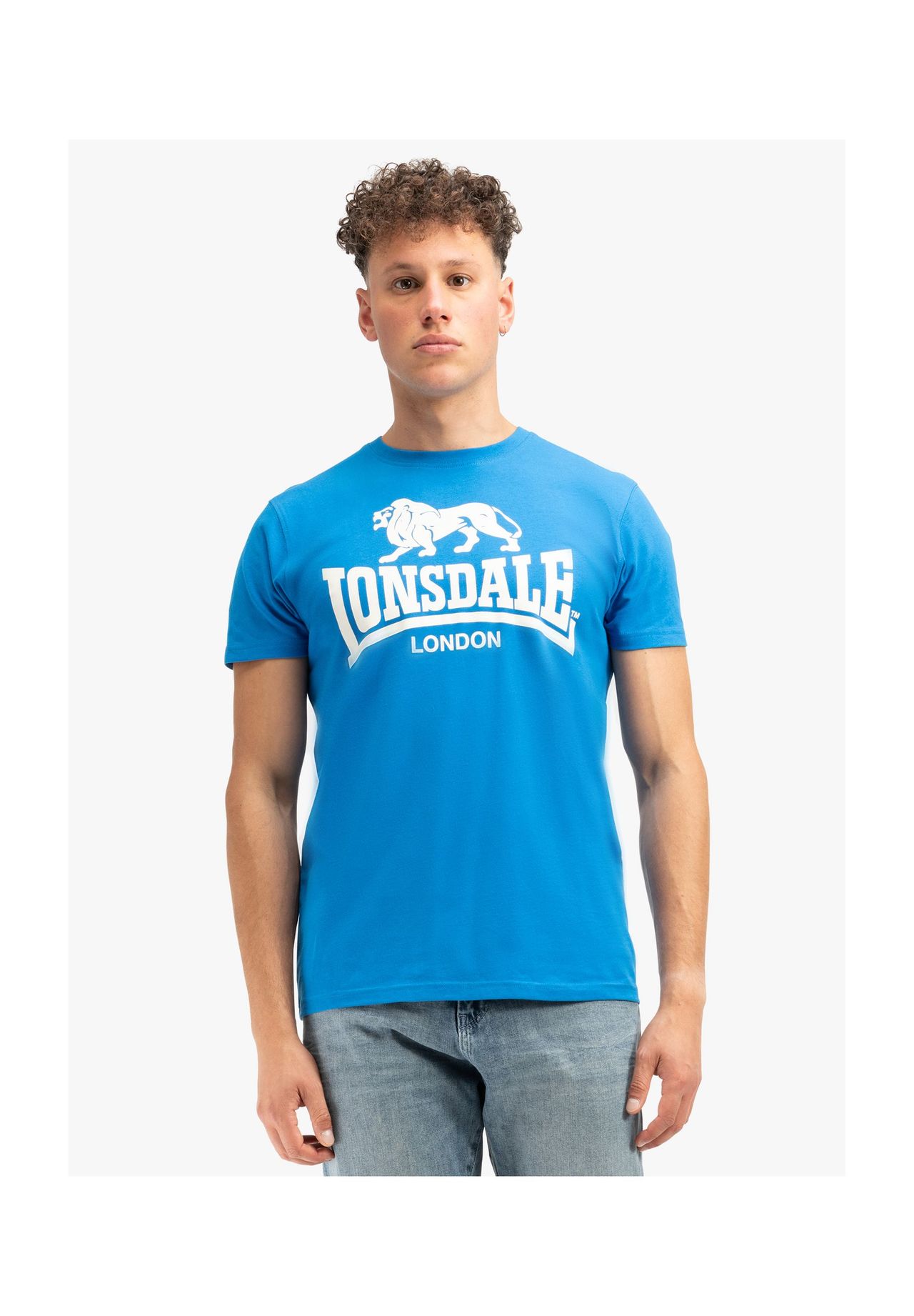 

Мужская футболка обычного кроя с логотипом LONSDALE, цвет Royal Blue/white