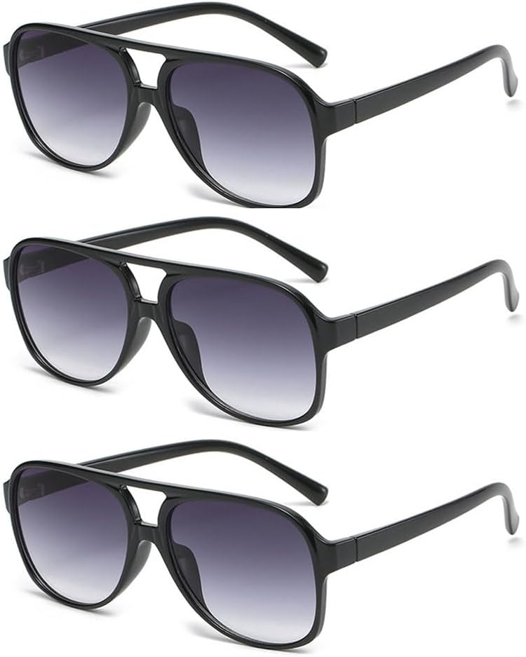 

Солнцезащитные очки в стиле ретро квадратной формы для женщин и мужчин, винтажные, с защитой от УФ-излучения UV400, классические, с большой двойной перемычкой, очки-авиаторы Ridering, Black Grey*3