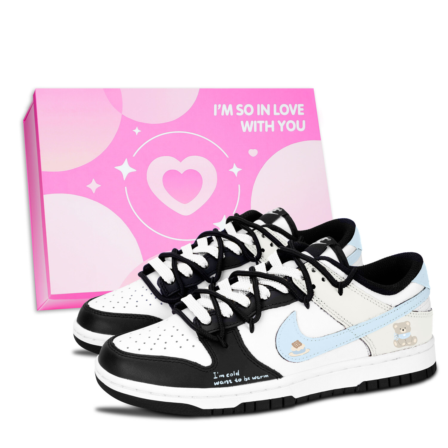 

Dunk Black White, Warm Bear устойчивые к истиранию низкие кроссовки для скейтбординга Unisex Nike, синий