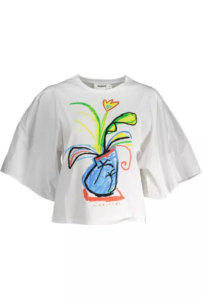 

Футболка Desigual Chic Embroide Logo с широкими рукавами для женщин, белый