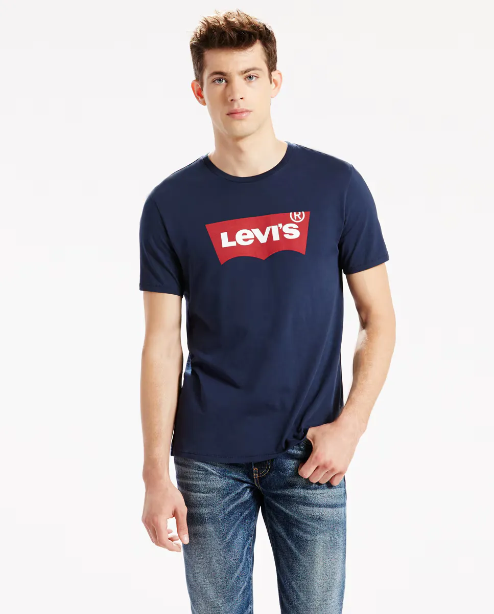 

Синяя мужская футболка с коротким рукавом Levi's, темно-синий