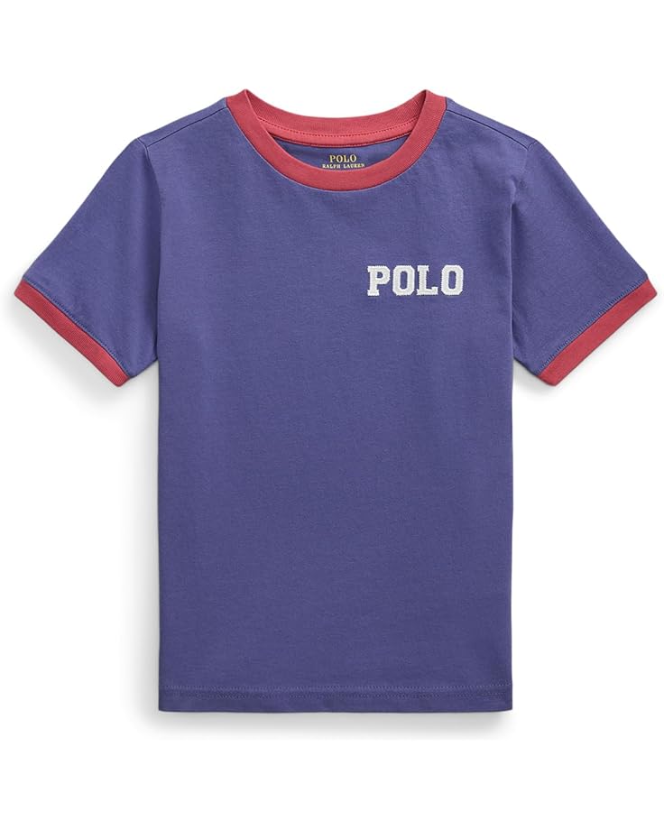 

Футболка Polo Ralph Lauren Kids Logo Cotton Jersey Ringer Tee, цвет Classic Blue