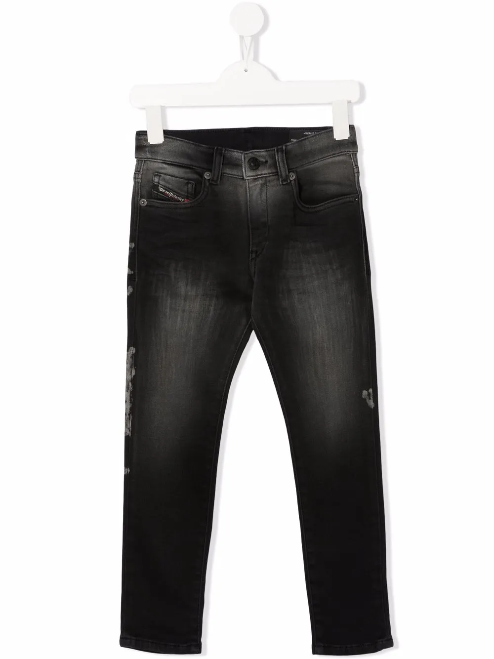 

Джинсы скинни с эффектом потертости Diesel Kids, черный