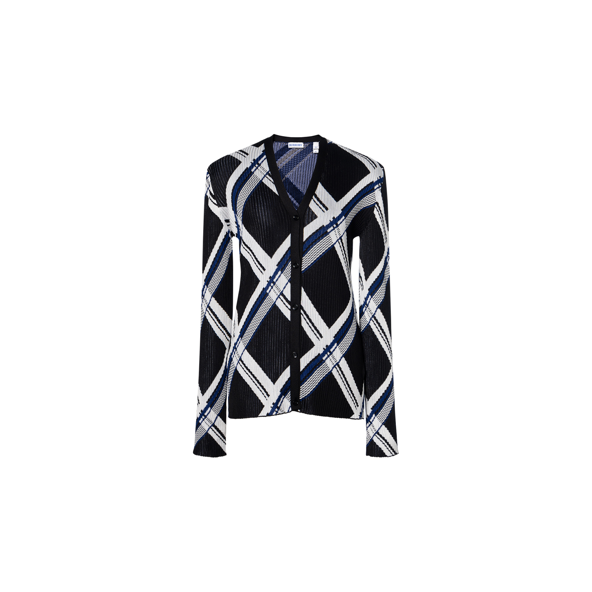 

Шелковый кардиган с жаккардовым узором в клетку Burberry, черный