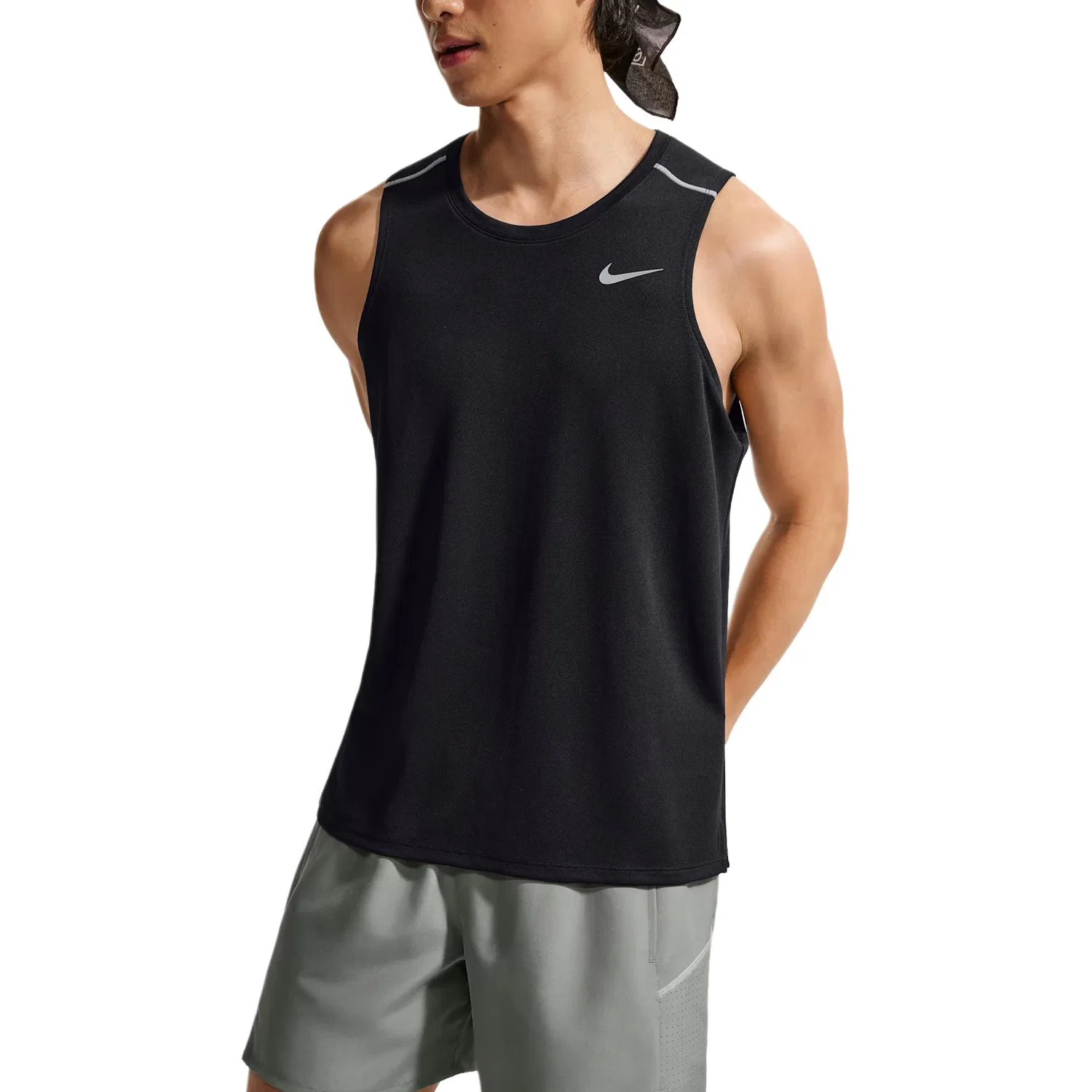 Майка беговая Miler Men's Dri-FIT Nike, Black — фото 4