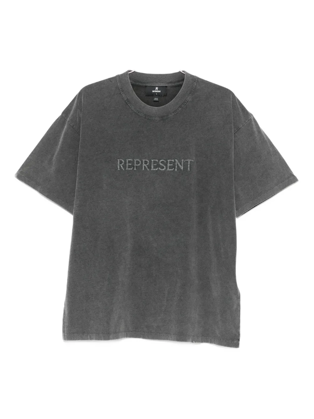 

Футболка из хлопка с вышитыми деталями Represent, серый