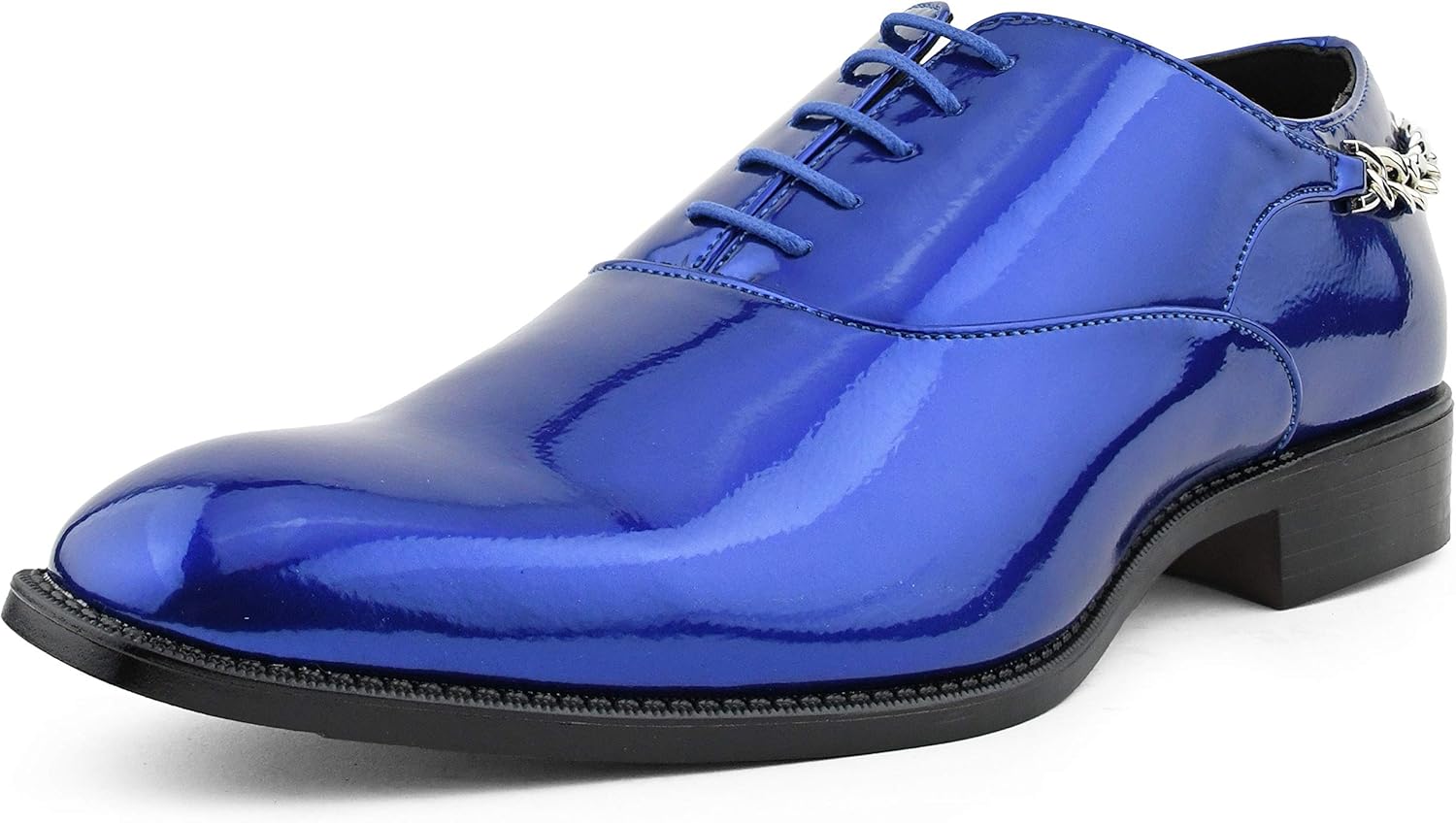 

Мужские оксфорды Bolano - модель Chainz с кубинским каблуком и шнуровкой, синий