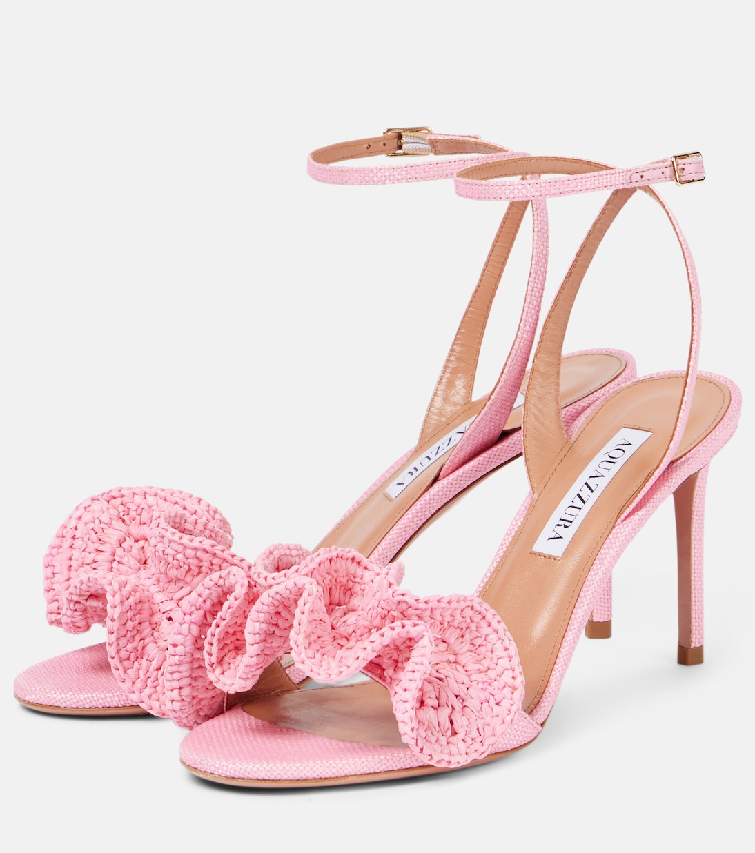 Тропические ночи 85 сандалии из рафии Aquazzura, Petal Rose — фото 4