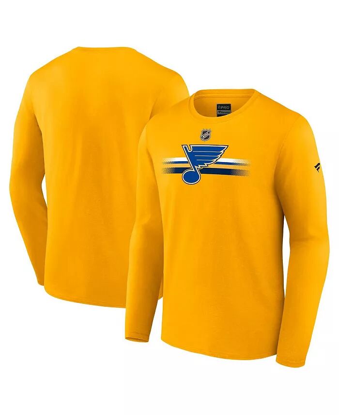 

Мужская золотая футболка St. Louis Blues Authentic Pro Secondary Replen с длинным рукавом Fanatics