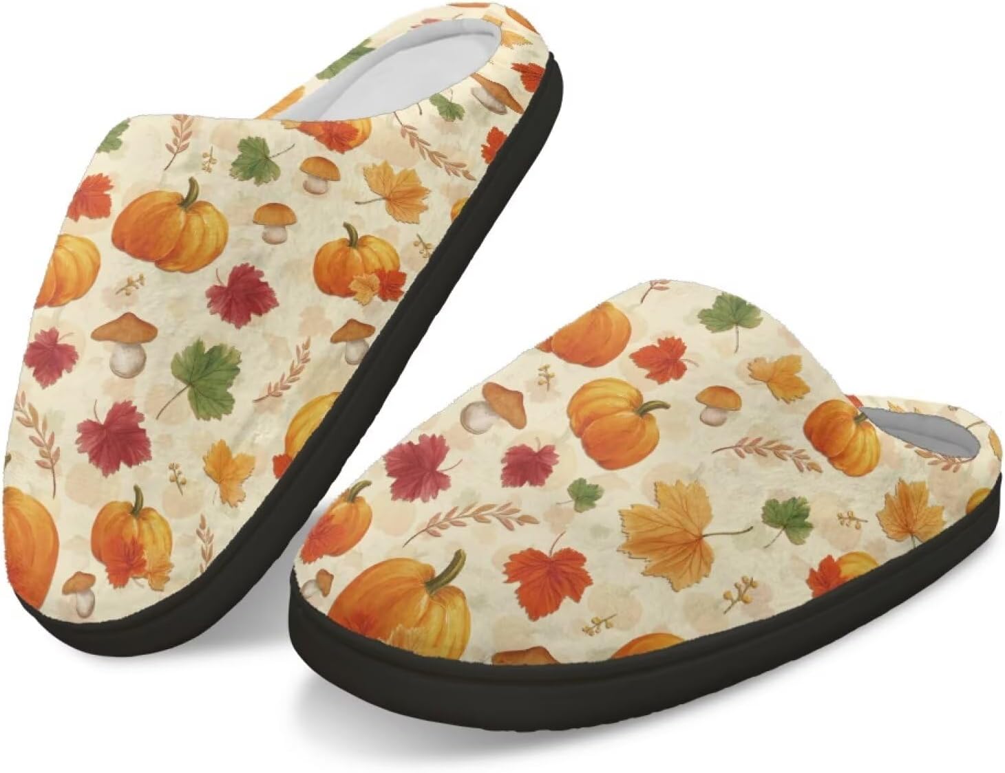 

Тапочки с памятью формы GIFTPUZZ для женщин и мужчин, осенние домашние тапочки, надеваются без застежек, можно стирать в машине, размер 4-12, Pumpkin Mushrooms