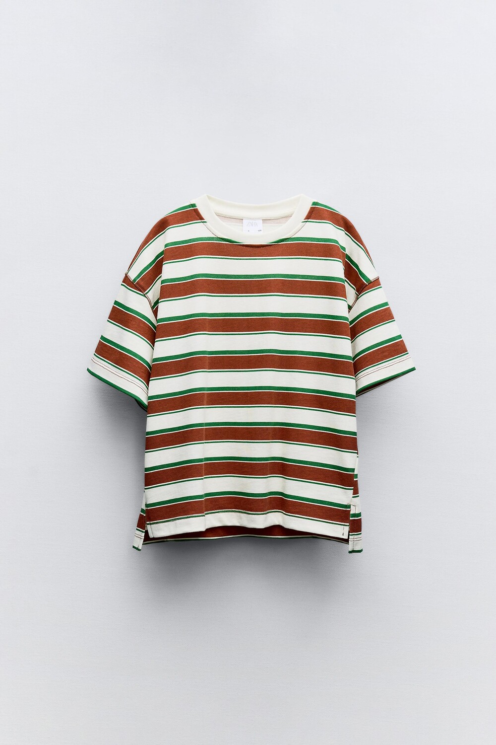 

Полосатая футболка ZARA, коричневый