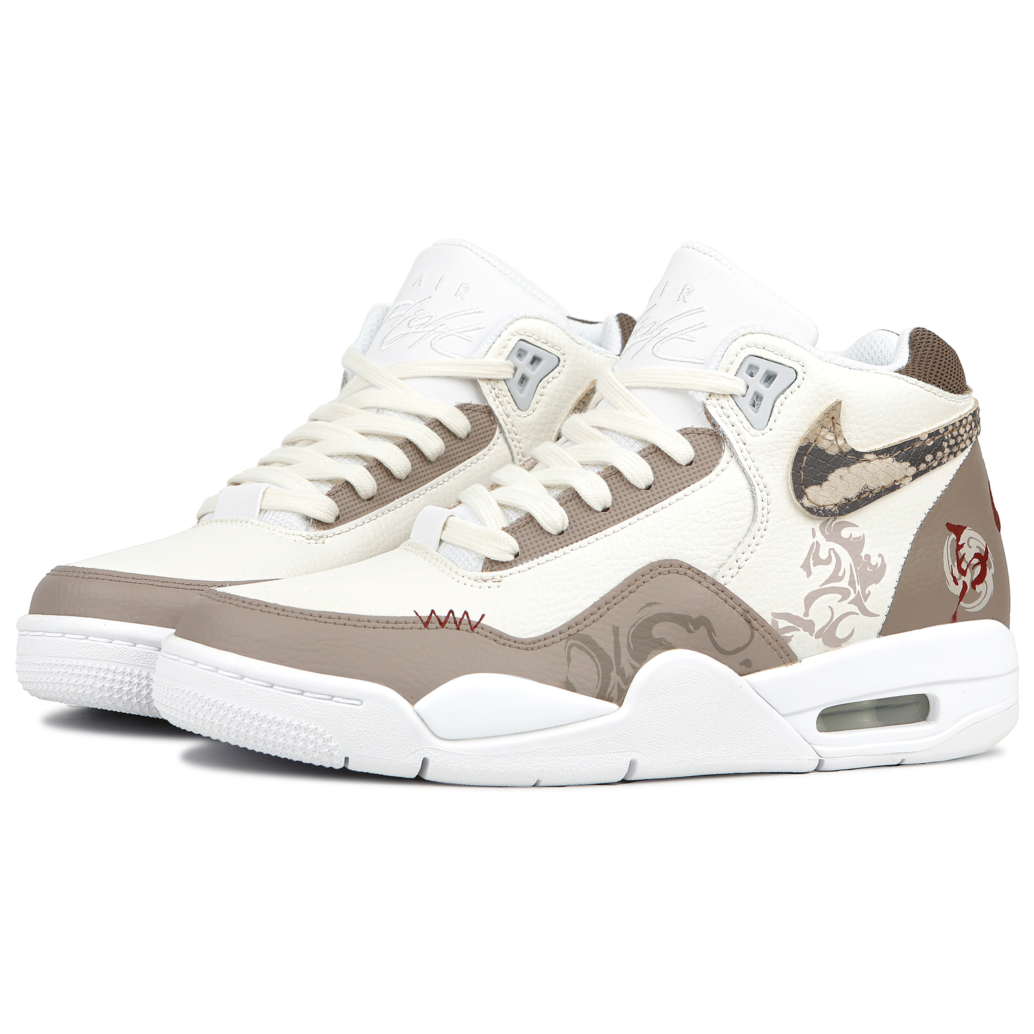 Nike Кроссовки баскетбольные Mid top Vintage Flight Legacy Abrasion Resistant Slip Resistant Unisex White Brown — фото 4