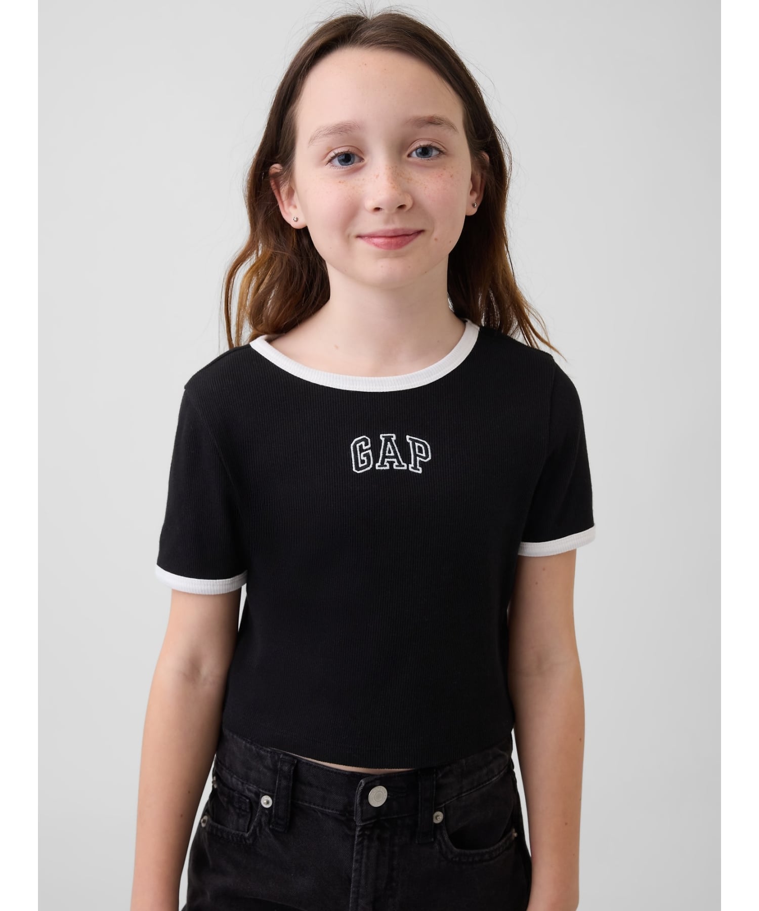 Детская футболка с ребристым логотипом (K)GAP, BLACK_22