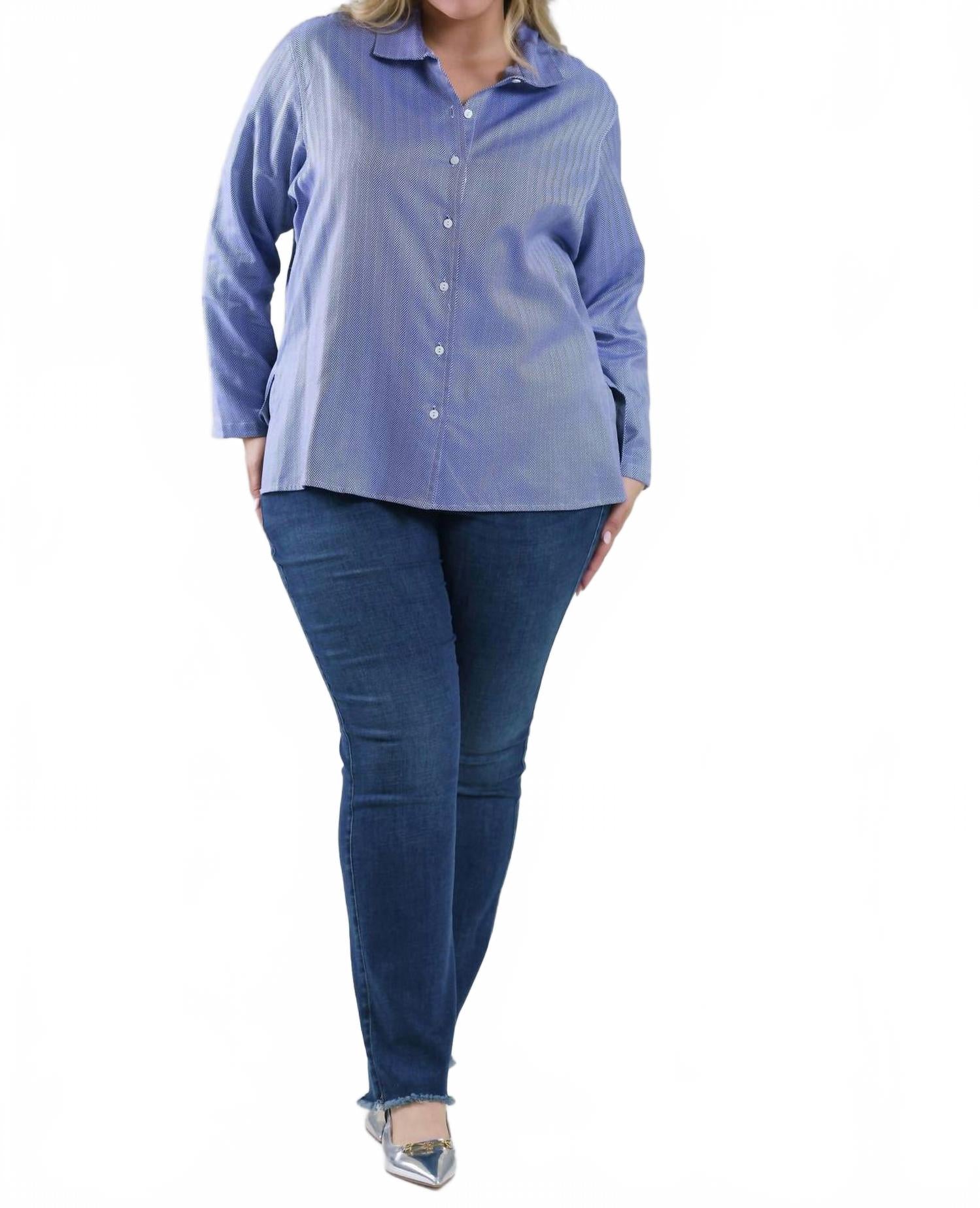 

Рубашка Astrid - большие размеры, синяя в елочку Jill McGowan