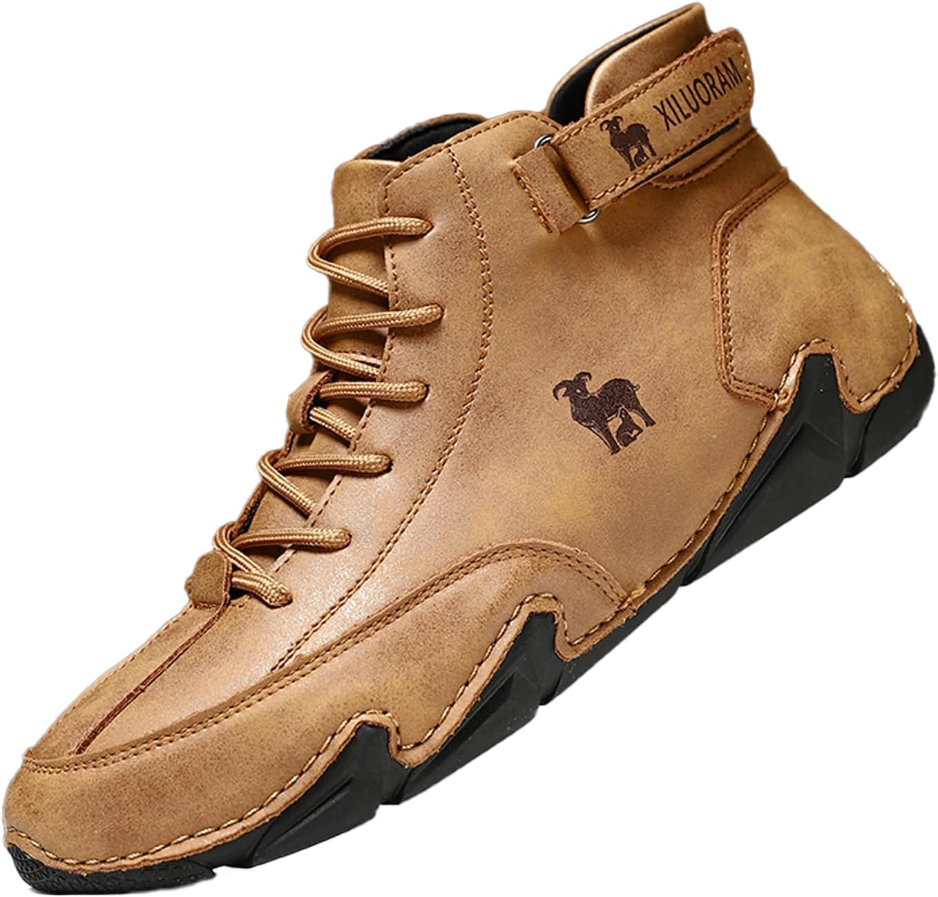 

Мужские повседневные модные кроссовки ручной работы, высокие ботинки на шнуровке, ботинки Чакка до щиколотки, комфортные, легкие, с платформой, противоскользящие, для улицы, походные сапоги с легким надеванием Eggdk, коричневый