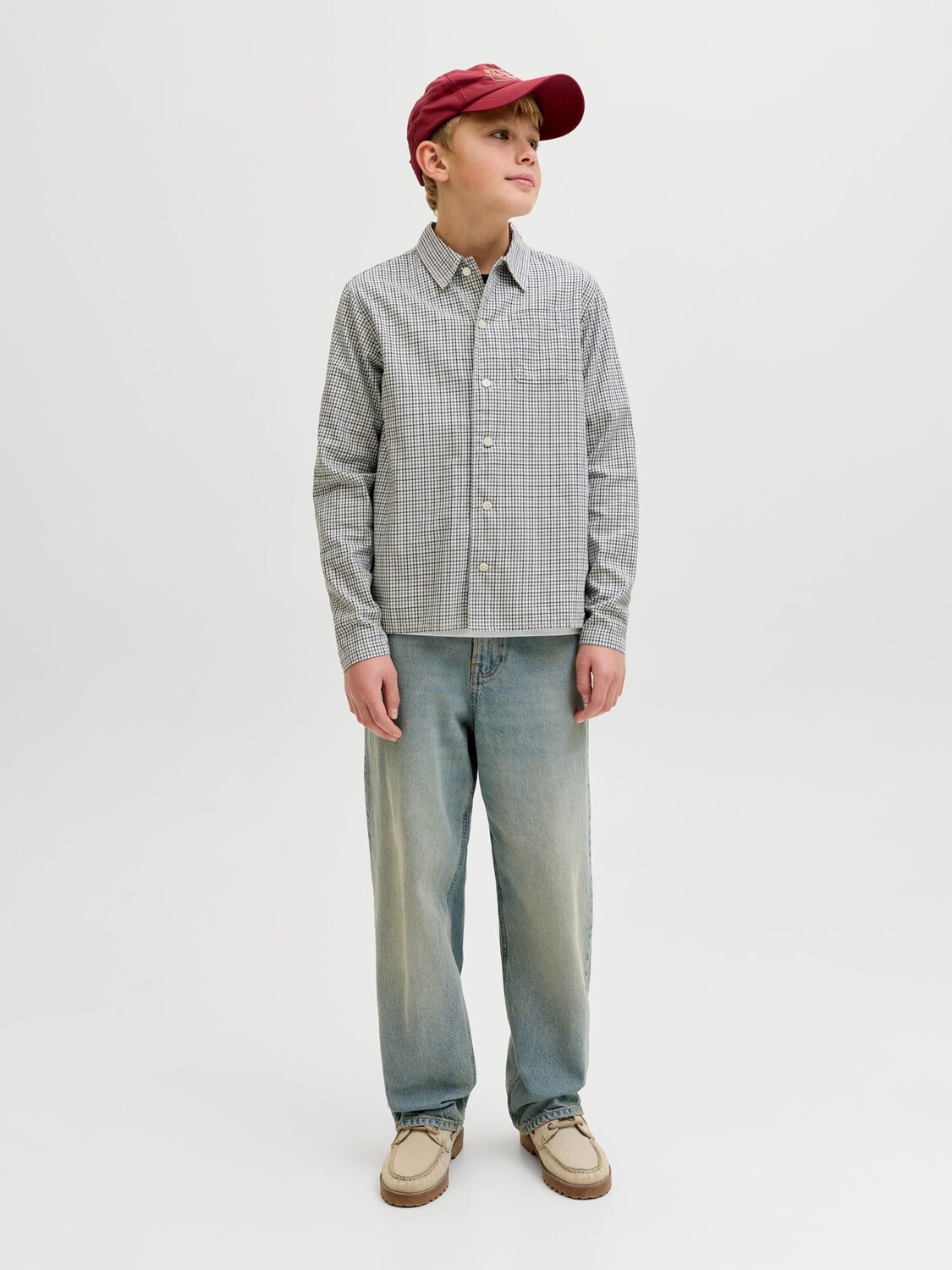 Jack & Jones Junior Рубашка на пуговицах Comfort Fit в сером цвете — фото 4