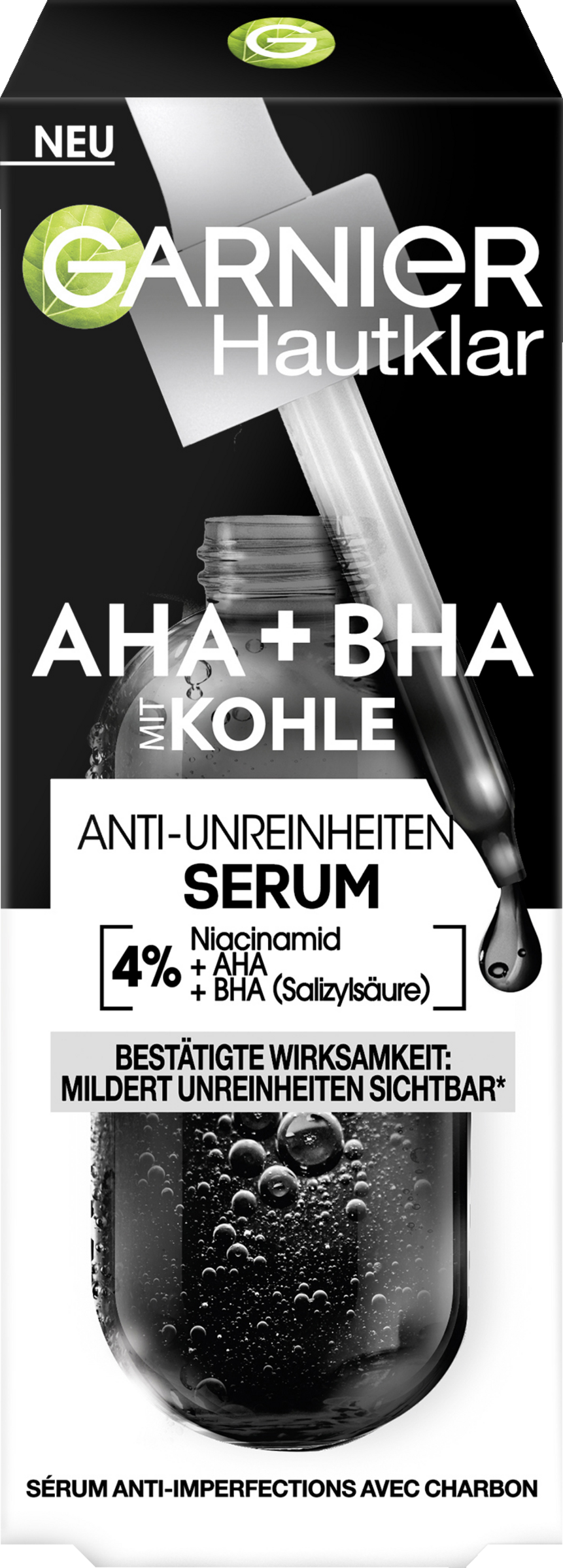 

Сыворотка для лица Garnier Hautklar AHA + BHA Kohle Anti-Unreinheiten Serum