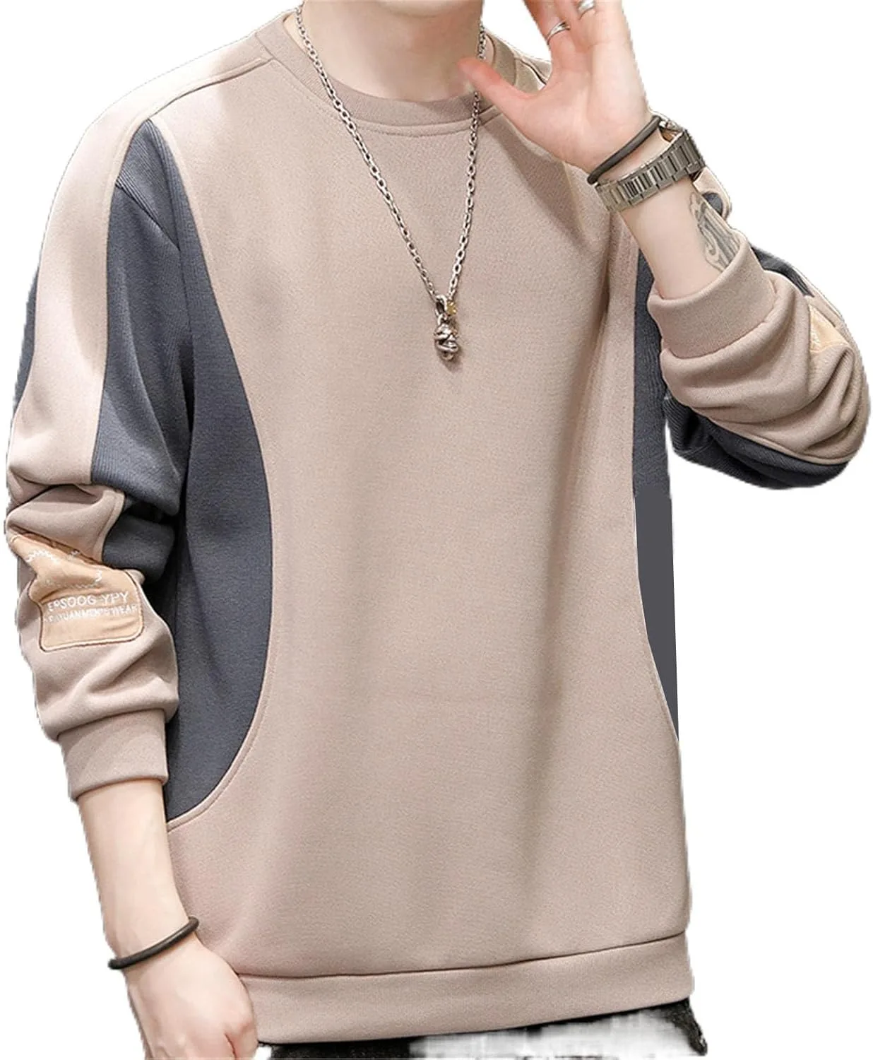 

CHONG FENG XIA мужская осенняя футболка с круглым вырезом и длинным рукавом