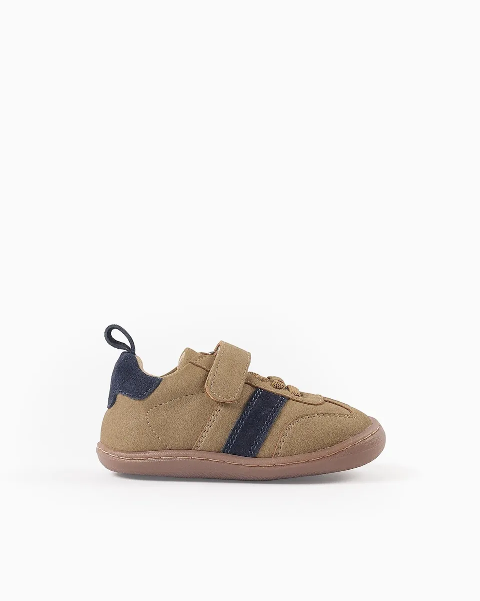 

Детские спортивные кожаные тапочки для малышей с липучкой и гибкой подошвой Zippy, коричневый