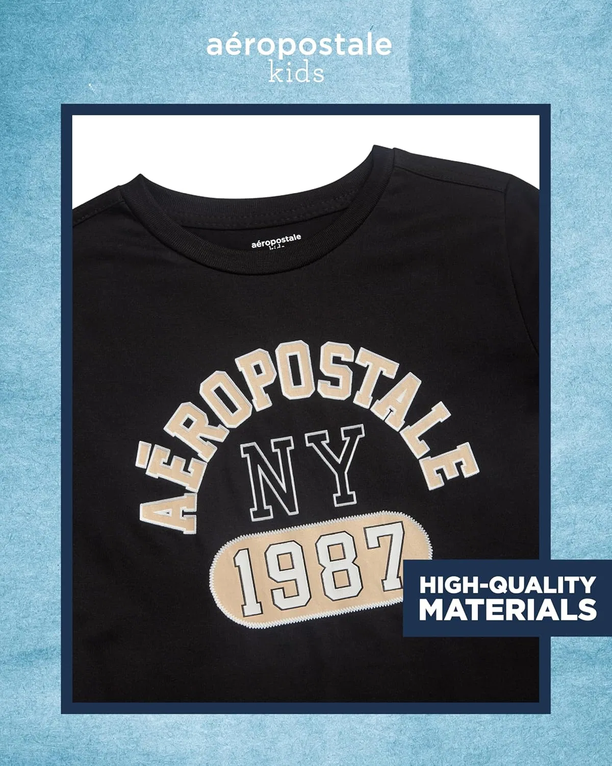 Спортивный костюм для мальчиков AEROPOSTALE, 2 предмета, футболка и джоггеры, Black Tan — фото 3