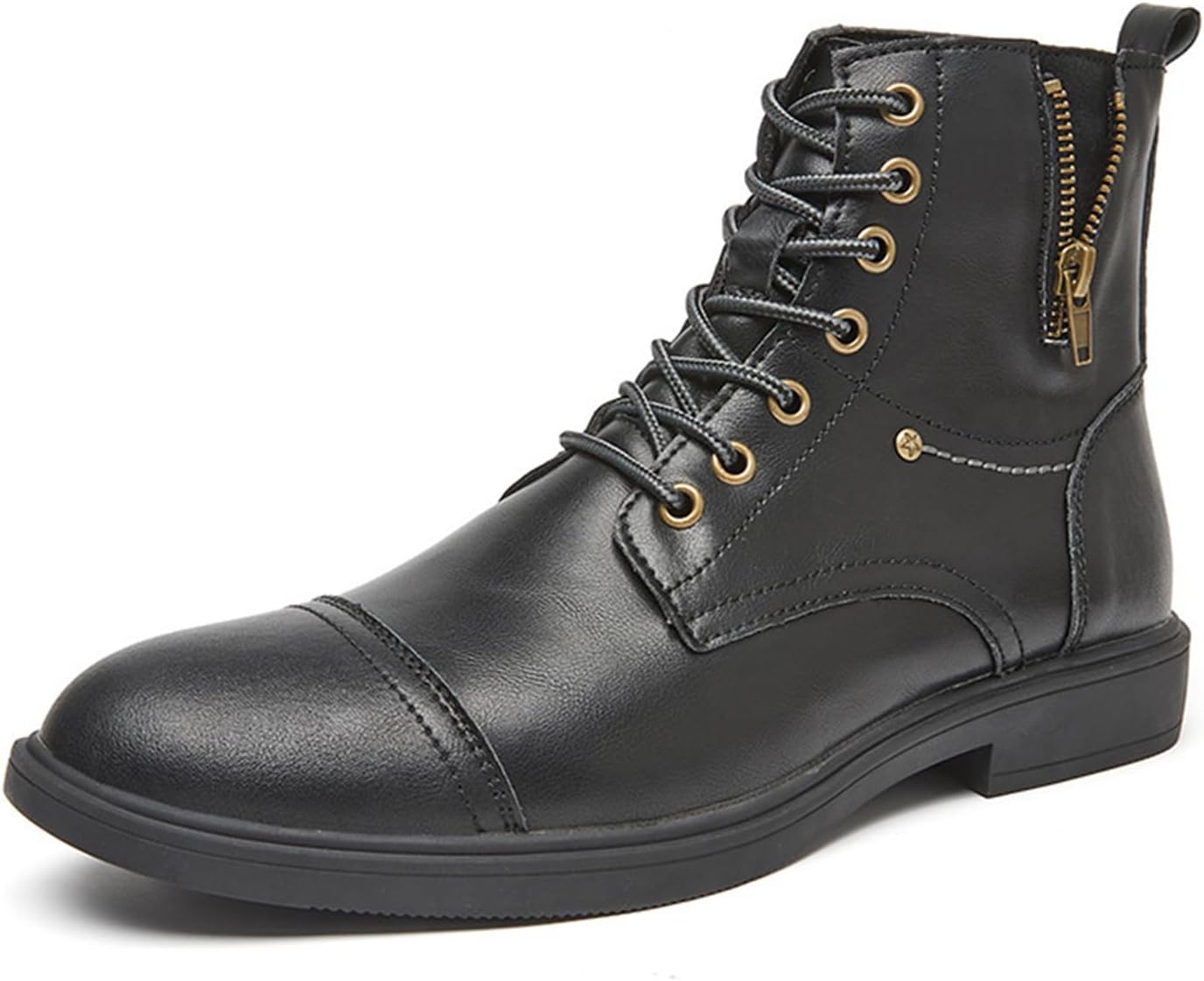 

Мужские оксфорды с круглым носком, массивным каблуком, острым мыском, средней высоты, шнуровкой, нескользящей подошвой и боковой молнией, деловые, рабочие, боевые, чукка, ботинки до щиколотки Nxnbhsl, черный