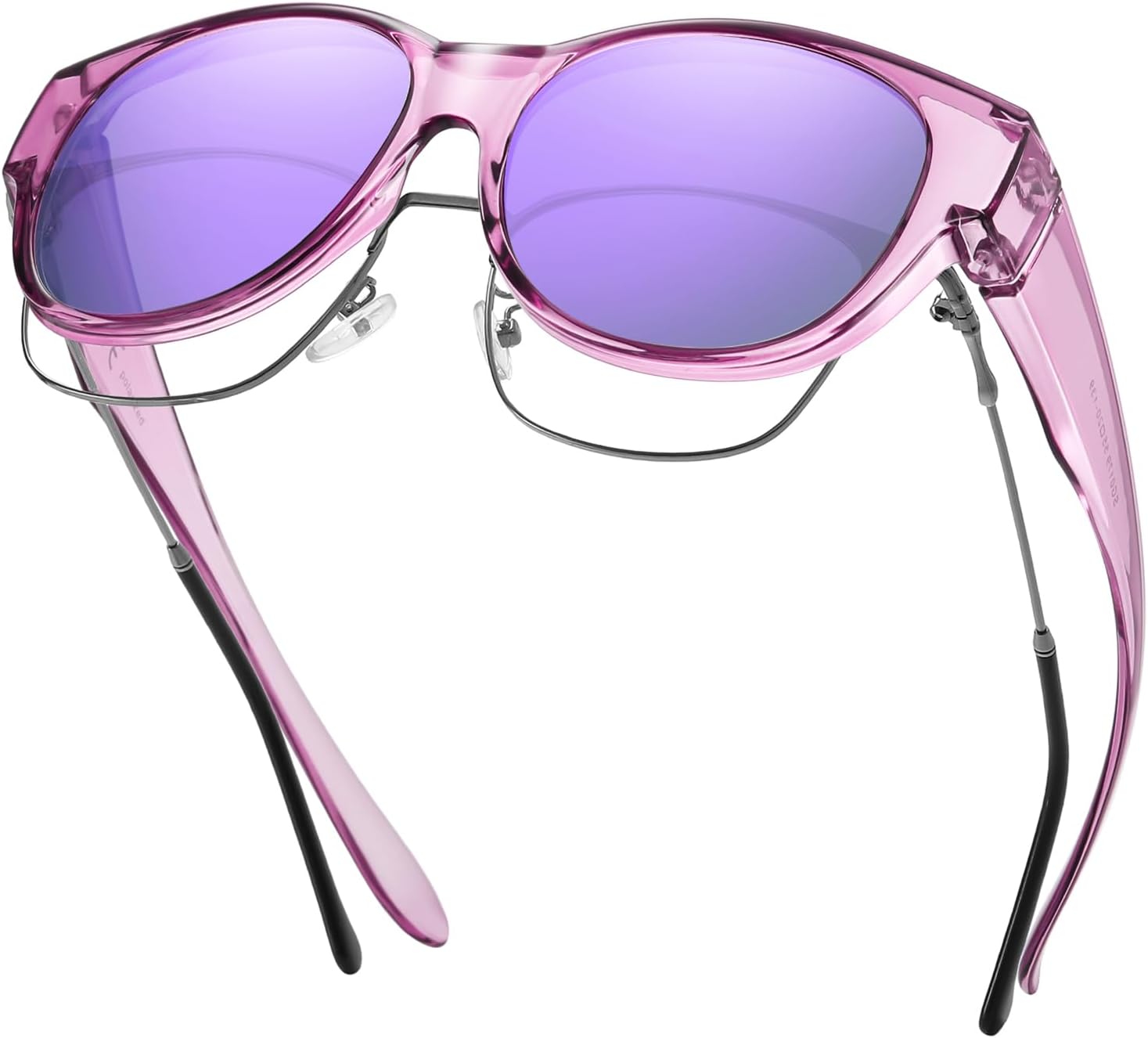 

Солнцезащитные очки GEGURI Fit Over Glasses с поляризацией, для женщин и мужчин, стильный дизайн «кошачий глаз», 100% защита от УФ-излучения, Transparent Purple Frame Purple Lens
