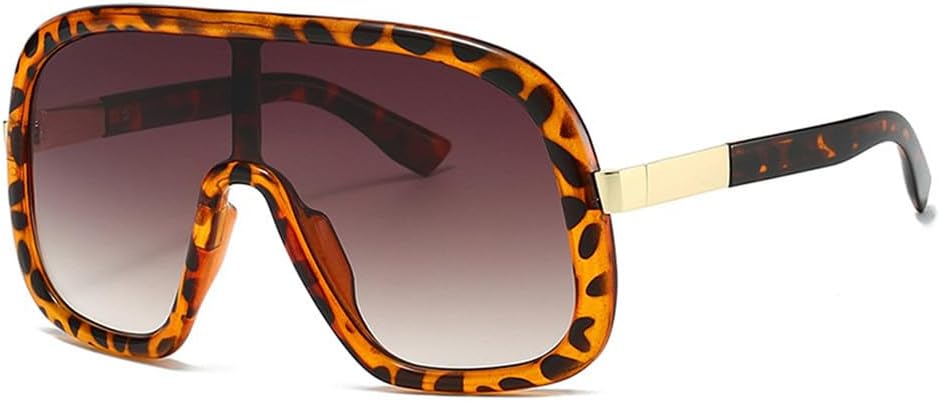 

Большие цельные солнцезащитные очки для женщин с градиентным покрытием UV400 для мужчин в стиле панк, для занятий спортом на открытом воздухе, бега и езды generic, Leopard Tea Gradient