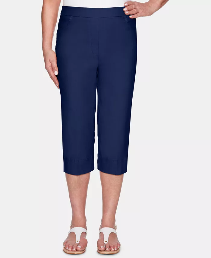 

Укороченные классические брюки-кюлоты Petite Classic Allure Super Stretch Pull-On Clam Digger Alfred Dunner, синий