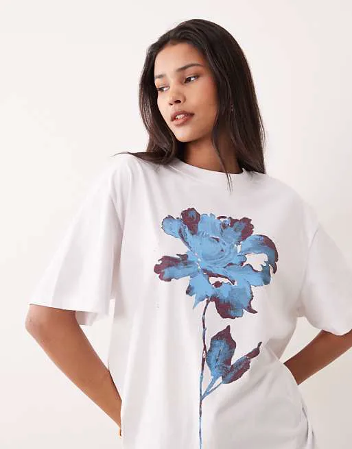 

Черная объемная футболка с короткими рукавами и цветочным рисунком ASOS DESIGN, Черный, Черная объемная футболка с короткими рукавами и цветочным рисунком ASOS DESIGN
