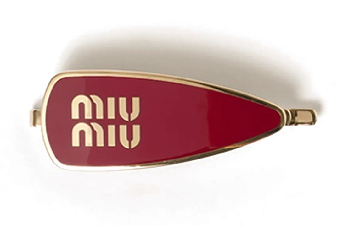 Заколка для волос с эмалью и гравировкой логотипа MIU MIU, красный