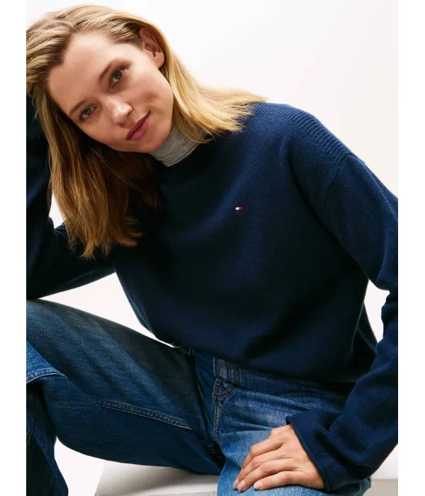 Шерстяной свитер Loose fit Tommy Hilfiger, синий — фото 4