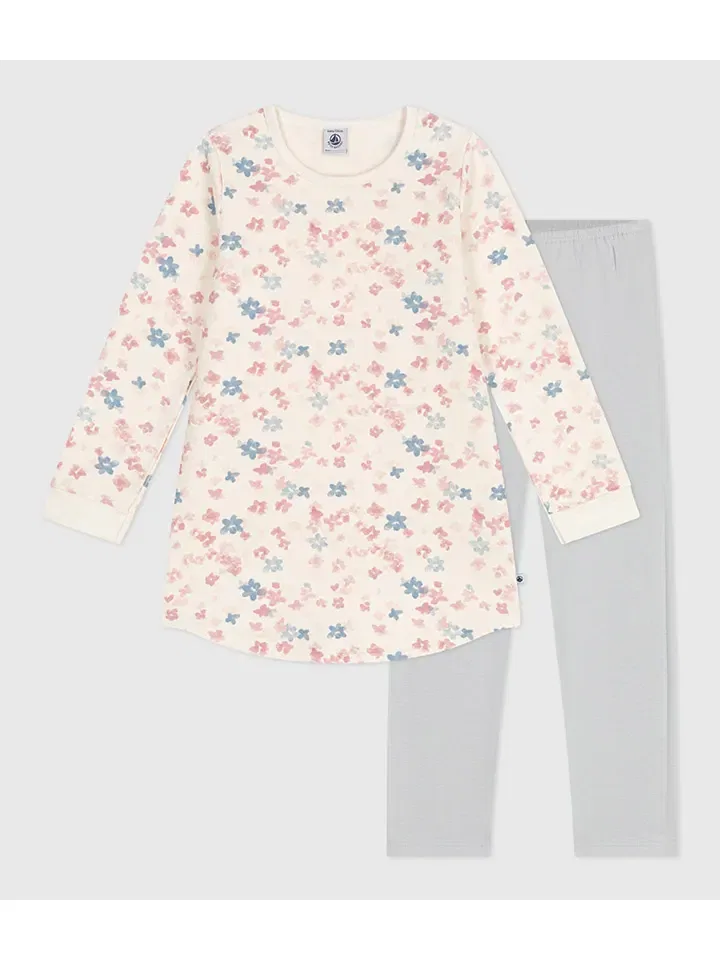 Платье хлопковое PETIT BATEAU, крем/серый