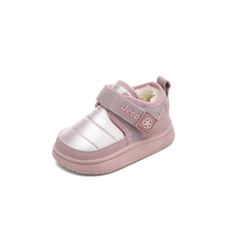 Slip Resistant Abrasion Resistant Mid top Toddler Shoes Infant And Toddler Jeep, черный серебро[fleece-lined] — фото 3