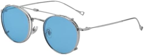 

Мужские круглые солнцезащитные очки 2027 года, сине-зеленые, складные, с защитой от УФ-излучения UV400, для женщин, с металлической оправой, для вождения MTZJH, Silver With Blue