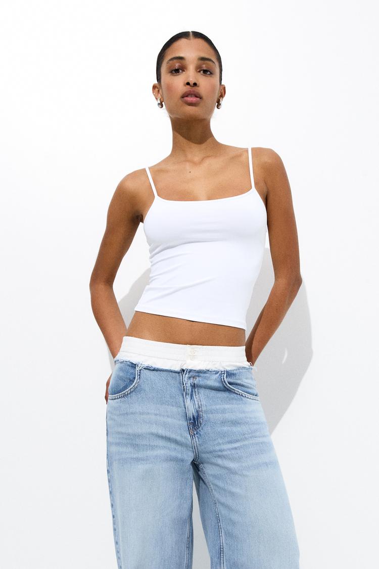 

Топ из полиамида с бретельками Pull And Bear, белый