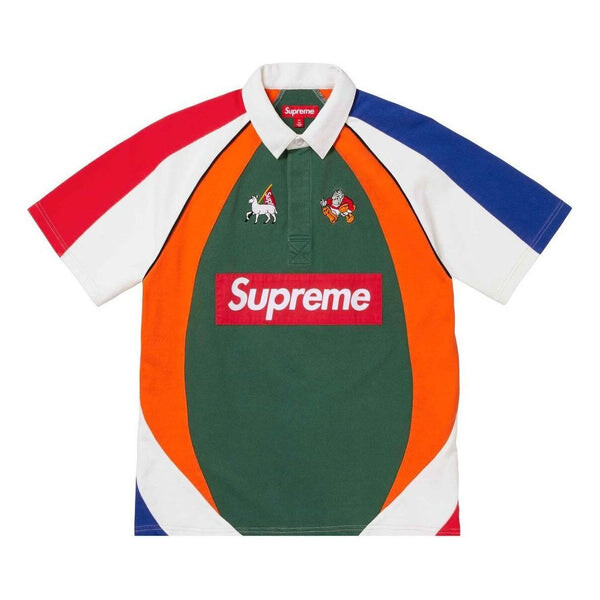 

Рубашка поло short sleeve rugby 'green orange multicolor' Supreme, зеленый