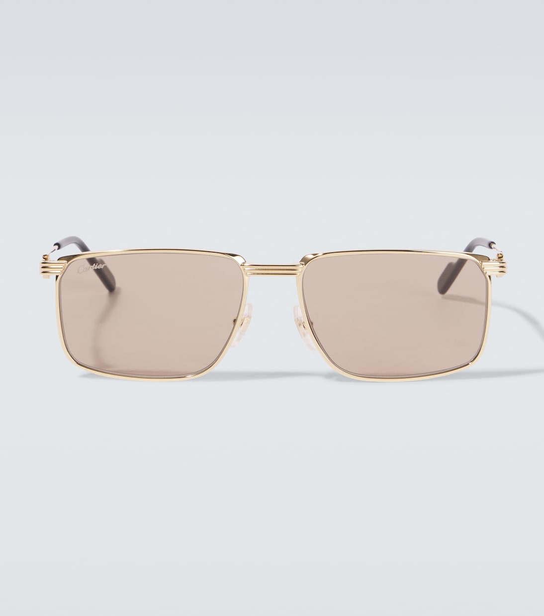 

Прямоугольные солнцезащитные очки Cartier Eyewear Collection, Gold-Gold-Brown