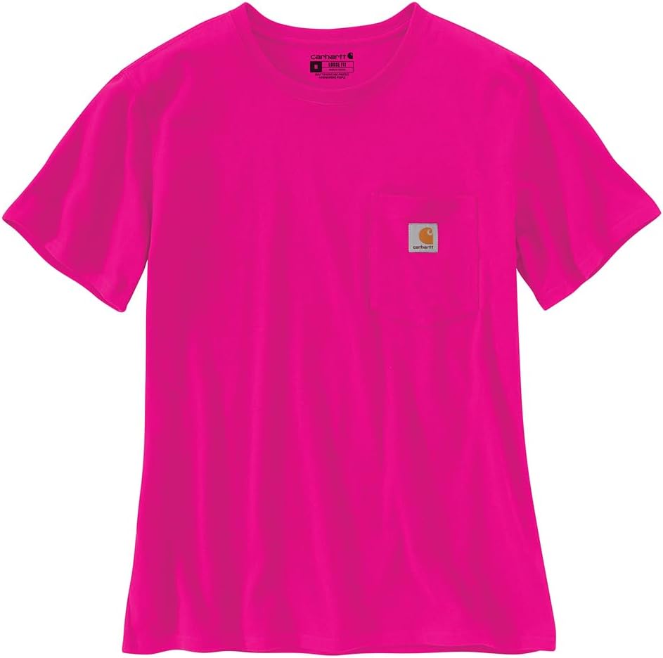 

Футболка Carhartt Women's Loose Fit Heavyweight с карманом, короткий рукав, Pink Glow, Розовый, Футболка Carhartt Women's Loose Fit Heavyweight с карманом, короткий рукав, Pink Glow