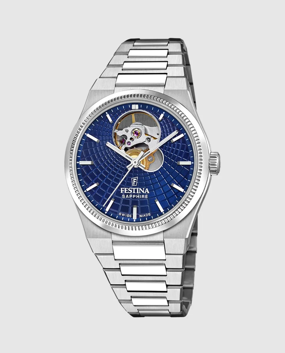 

F20054/5 Швейцарские автоматические женские часы из серебристой стали Festina, серебряный