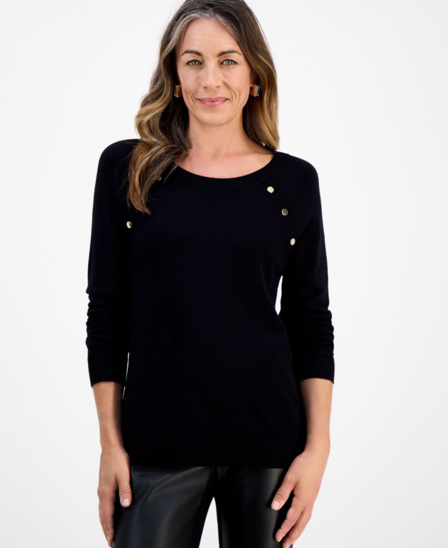 

Небольшой свитер с пуговицами, эксклюзивно для Macy's JM Collection, Deep Black