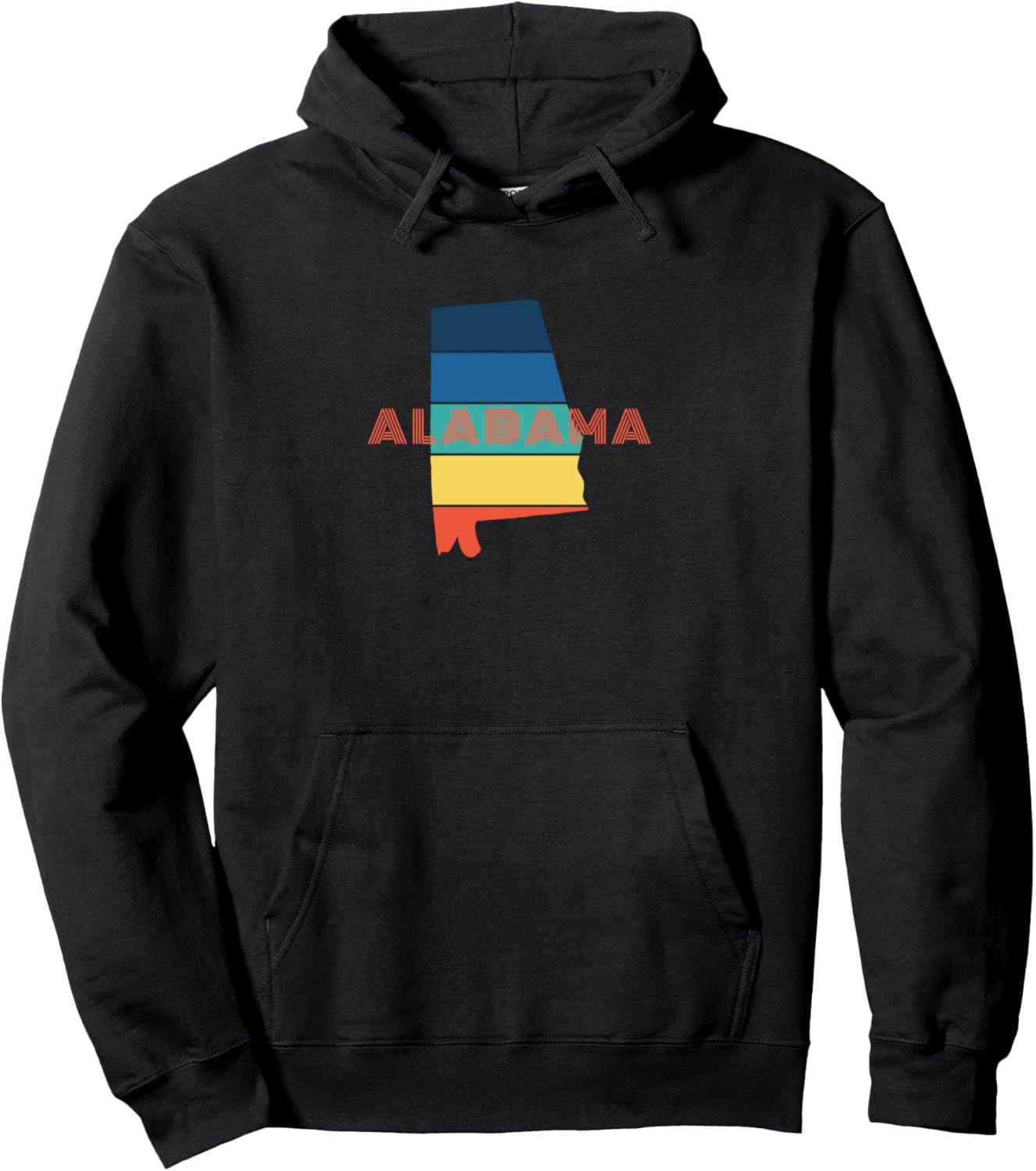 

Ретро-цветная толстовка с принтом «Bama Native State Souvenir Birmingham Alabama Hoodie» The Heart Of Bama Dixie Gifts, Inc., черный