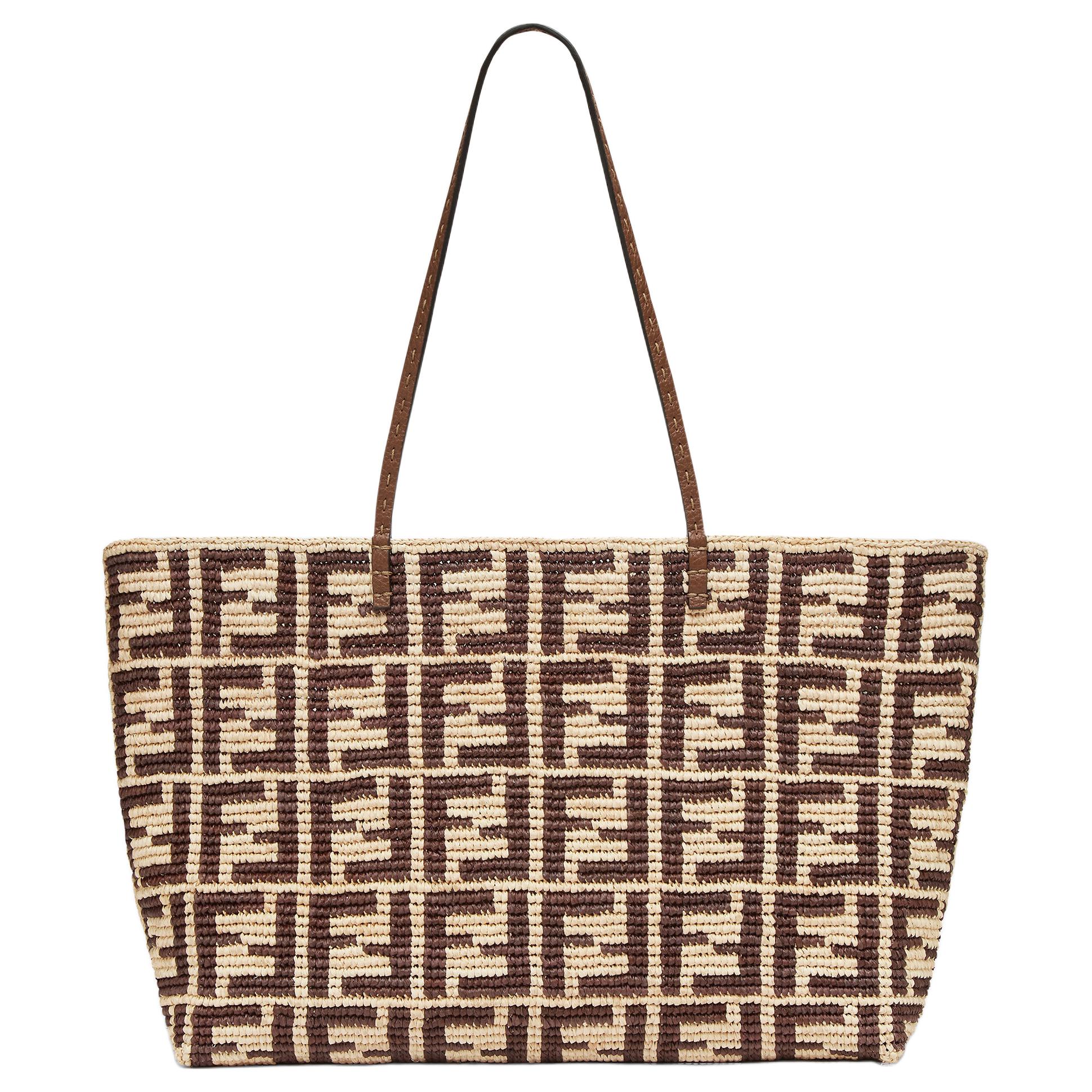 

FENDI Рюкзак на плечо большой женский коричневый Roll Straw Woven With Calfskin