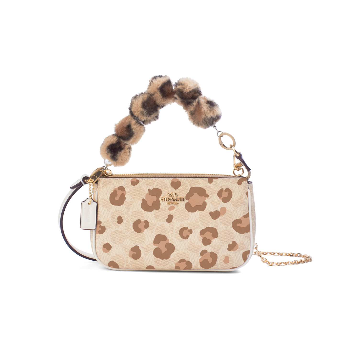 

COACH Женская маленькая одноручная сумочка из лакированного полотна, Leopard Shadow Velvet Love
